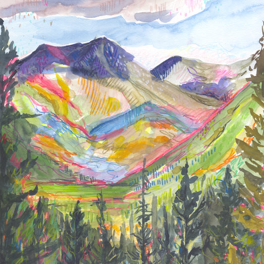 "Behind Shavano" Original Watercolor Painting - Framed