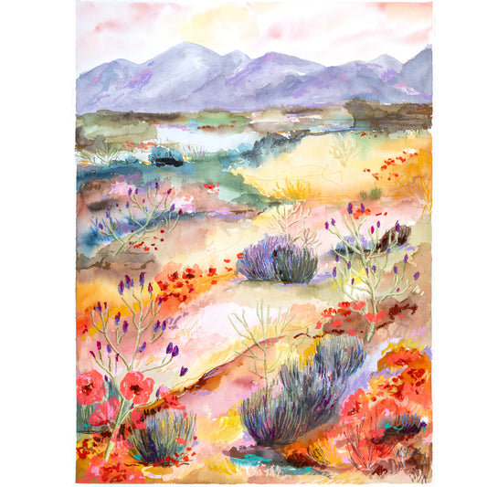 "Fourteener Country" Original Watercolor Painting - Framed