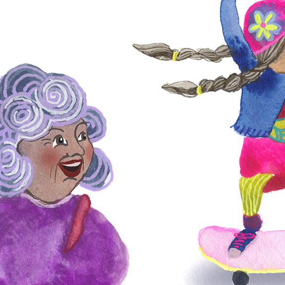 Skateboarding Grandmas - Production Print
