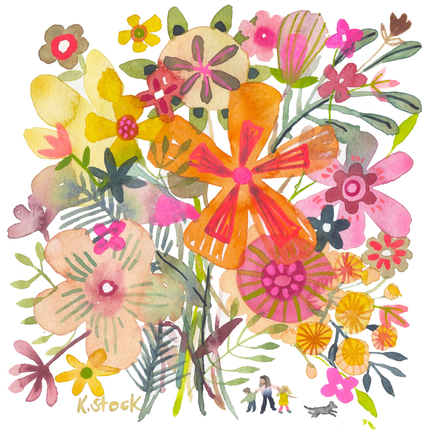 "Orange Mom Bouquet" Original Watercolor Painting