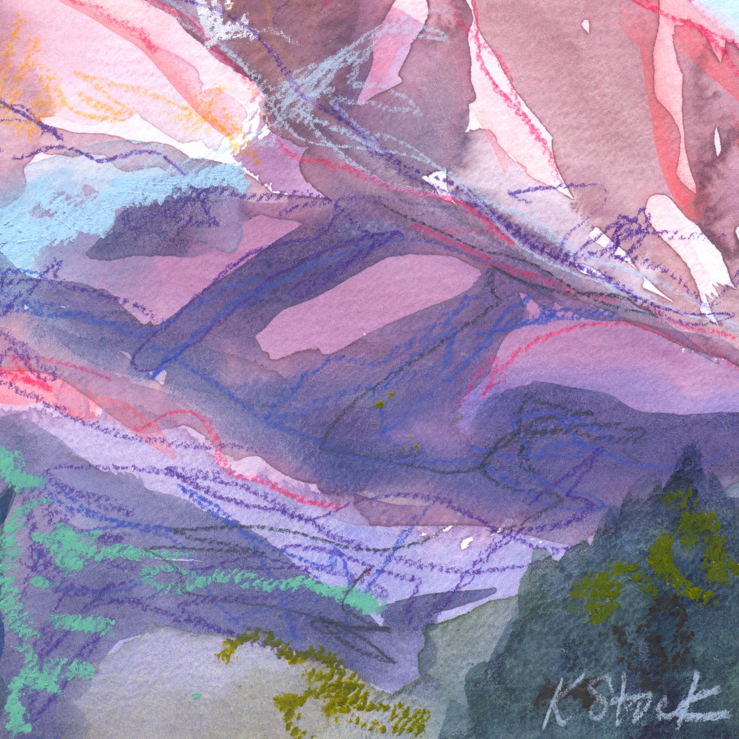 "Shavano Dawn 3" Original Watercolor Painting - Framed