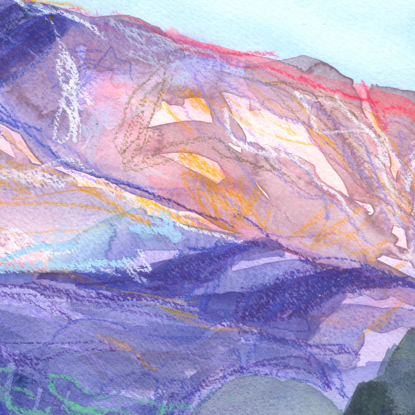 "Shavano Dawn 4" Original Watercolor Painting - Framed