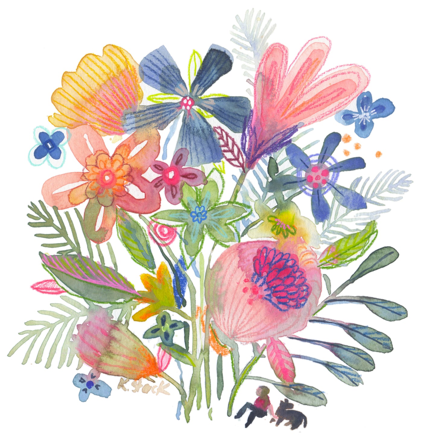 "Alone Time Bouquet" Original Watercolor Painting