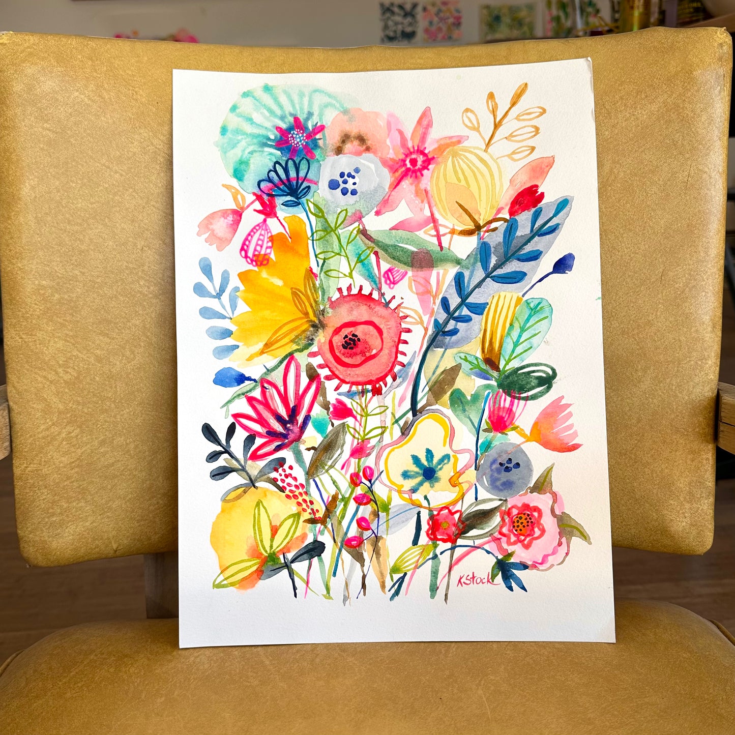 "Floral With Red Center" Original