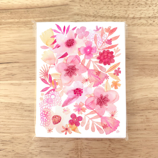 Pink Floral - Note Cards