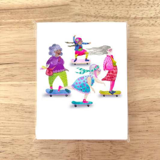 Skateboarding Grandmas - Note Cards