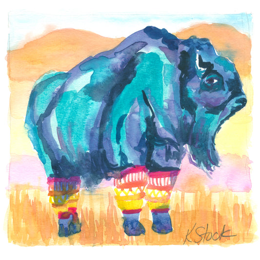 Blue Buffalo in Leg Warmers - Signed and Numbered Limited Edition Print.