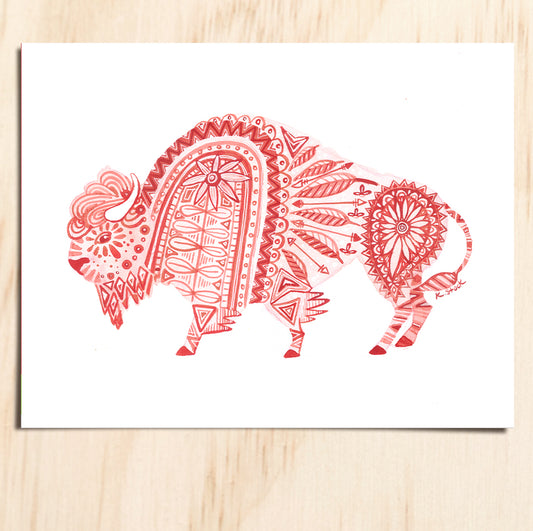 Folk Art Buffalo - Production Print