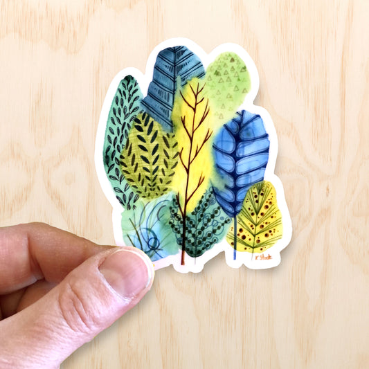 Blue Green Tree Sticker 3"