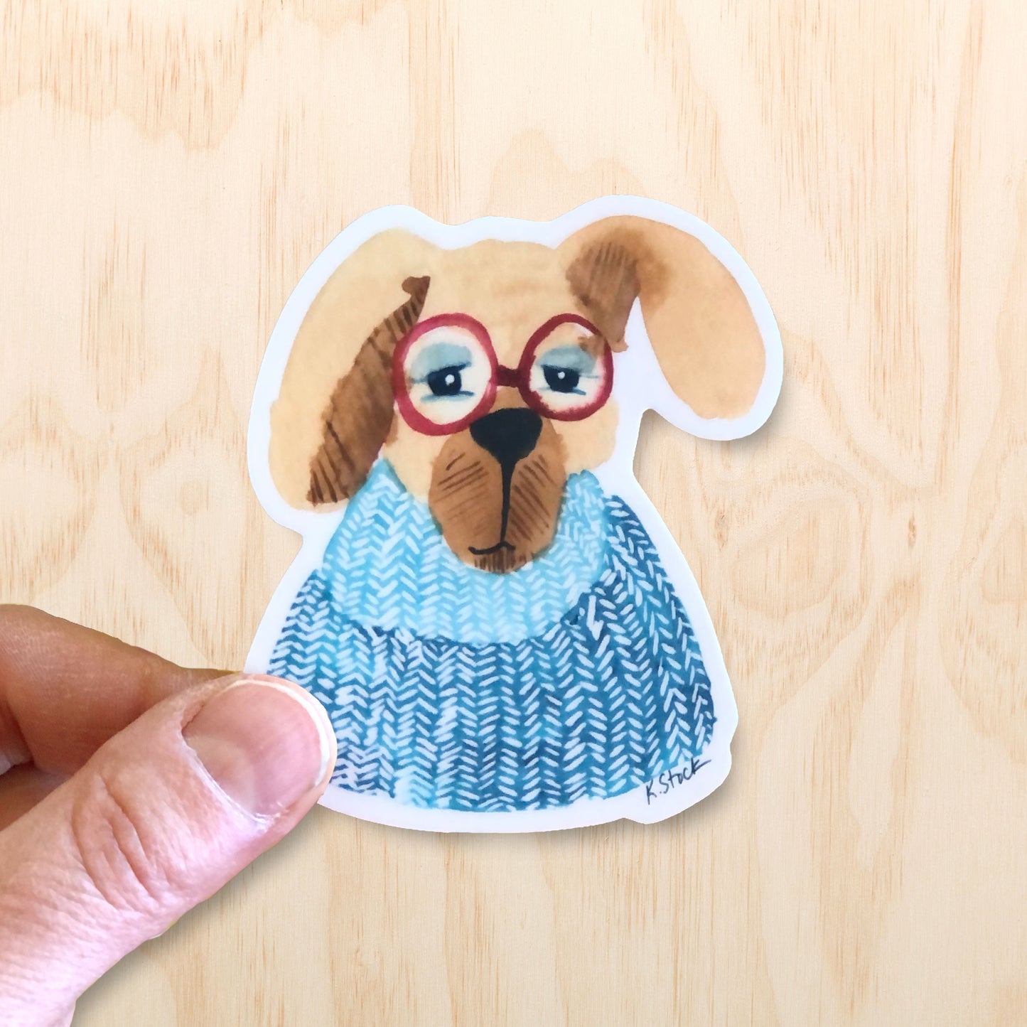 Knit Dog Sticker 3"