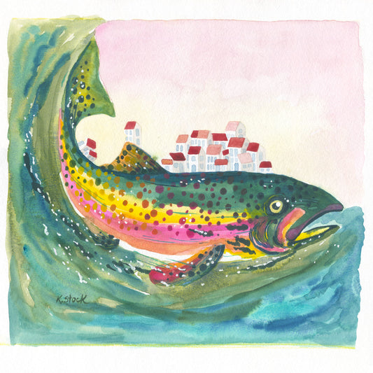 Trout Village - Signed and Numbered Limited Edition Print.