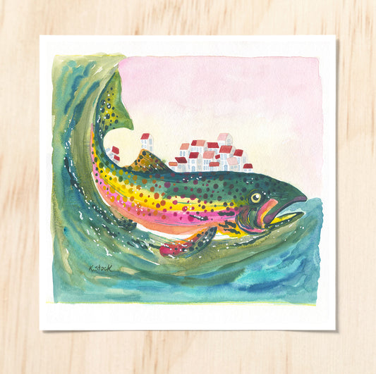 Trout Village - Signed and Numbered Limited Edition Print.