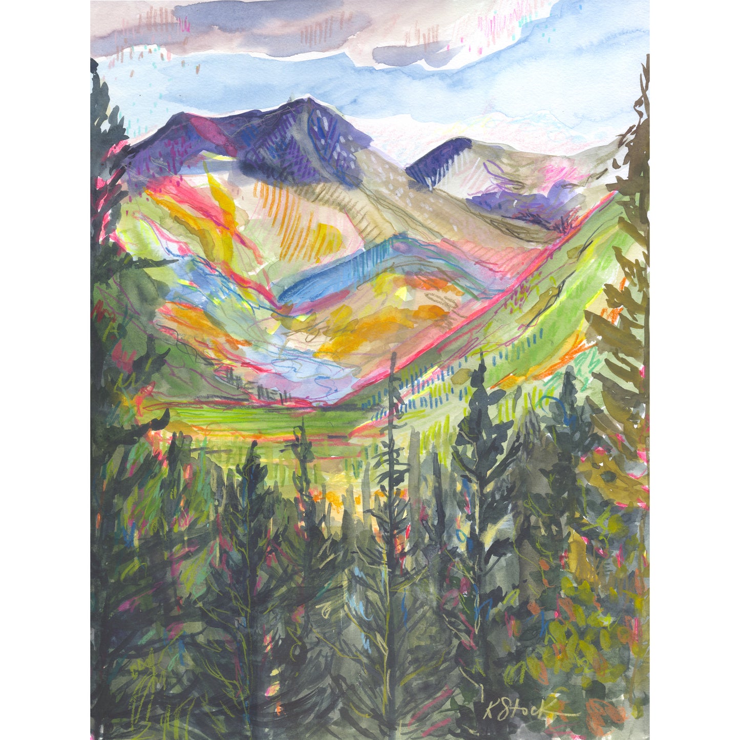 "Behind Shavano" Original Watercolor Painting - Framed