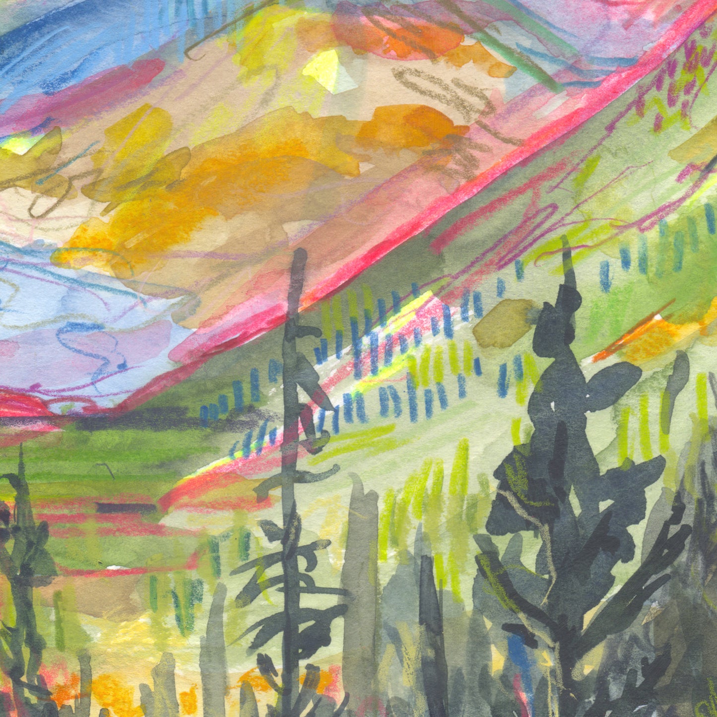 "Behind Shavano" Original Watercolor Painting - Framed