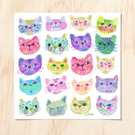 Cat Faces - Production Print