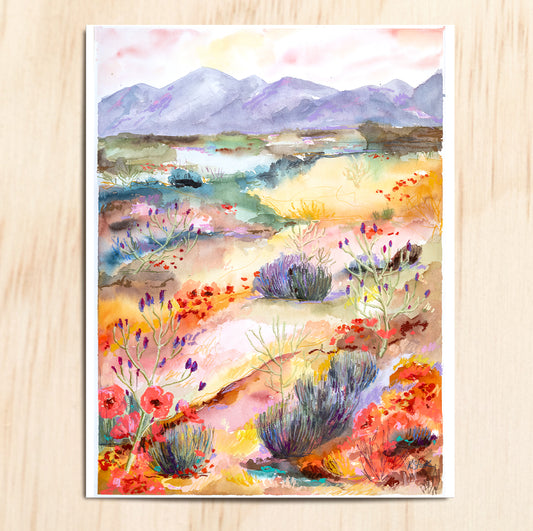 "Fourteener Country" Original Watercolor Painting - Framed