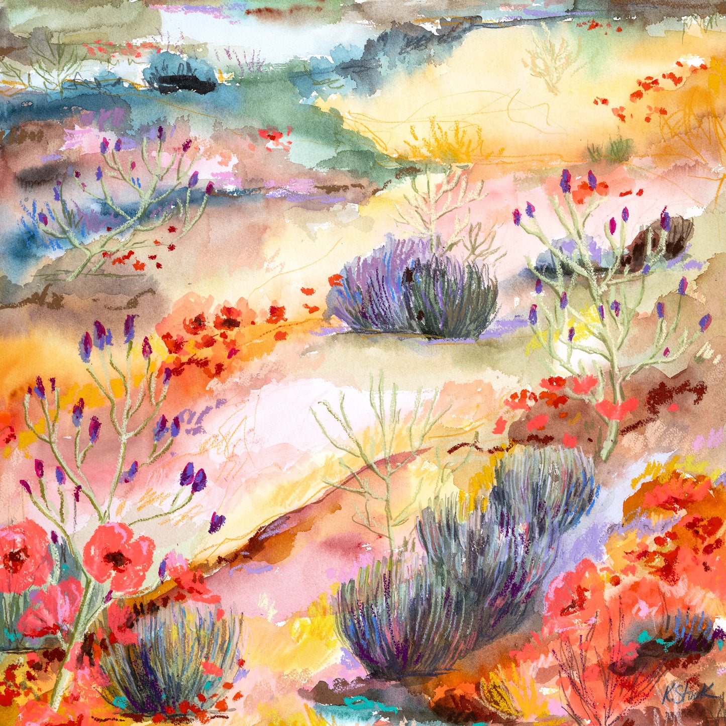 "Fourteener Country" Original Watercolor Painting - Framed