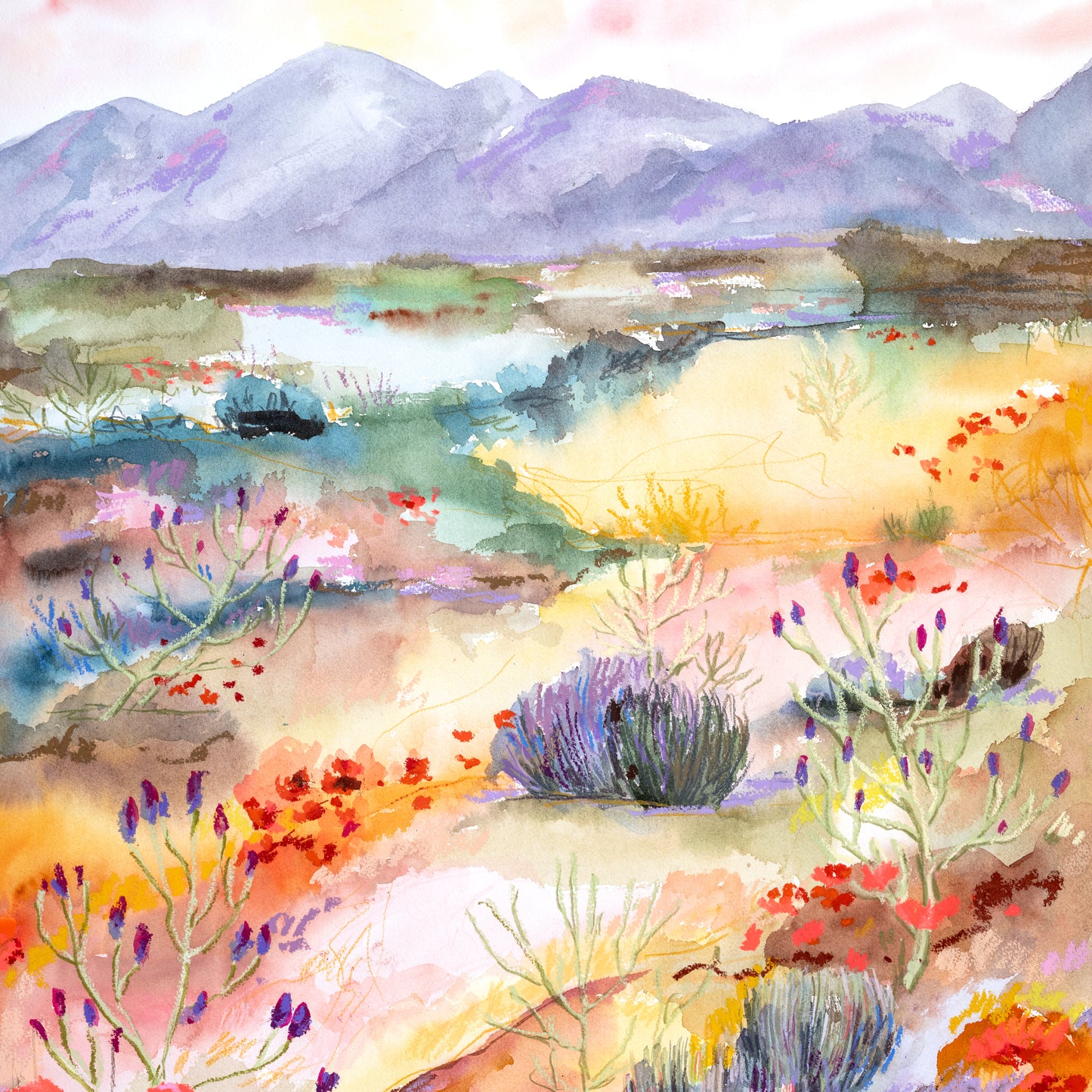 "Fourteener Country" Original Watercolor Painting - Framed