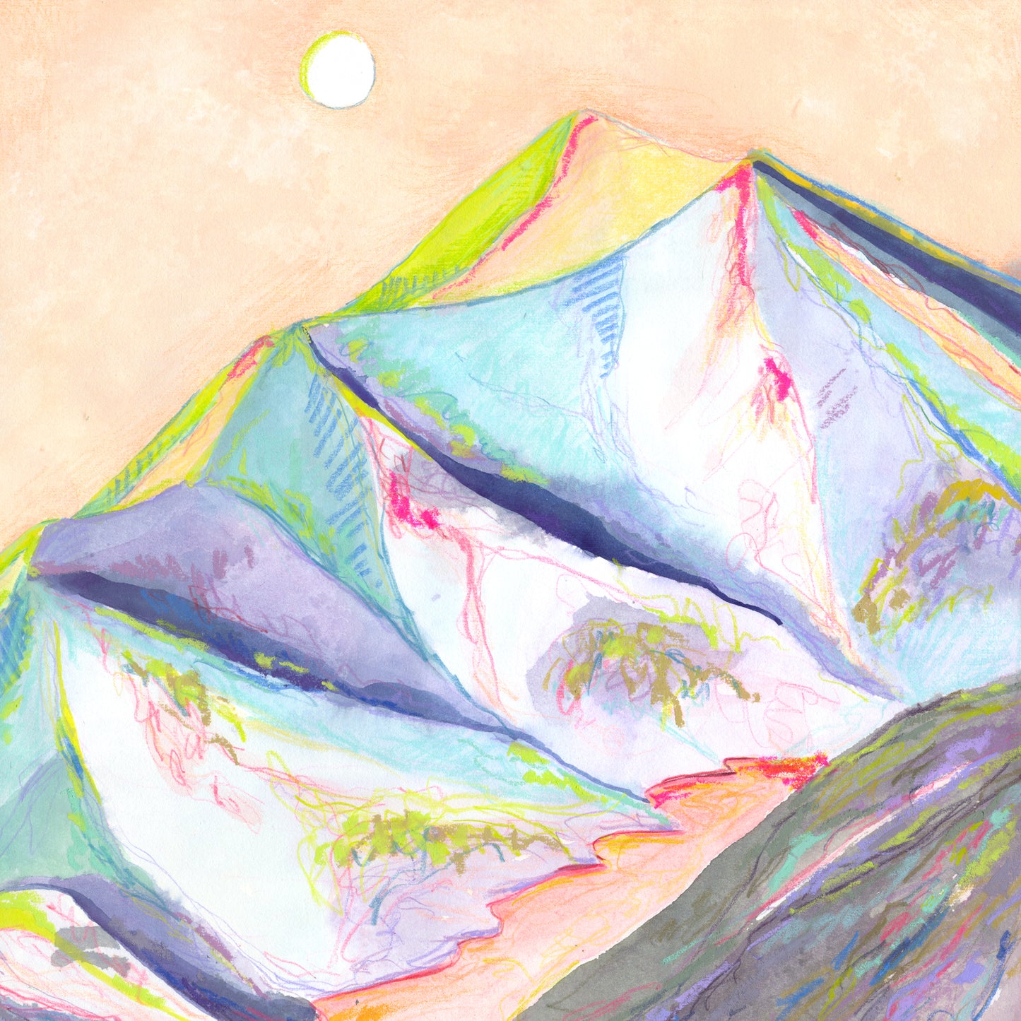 "Moonrise Over The Valley" Original Watercolor Painting - Framed