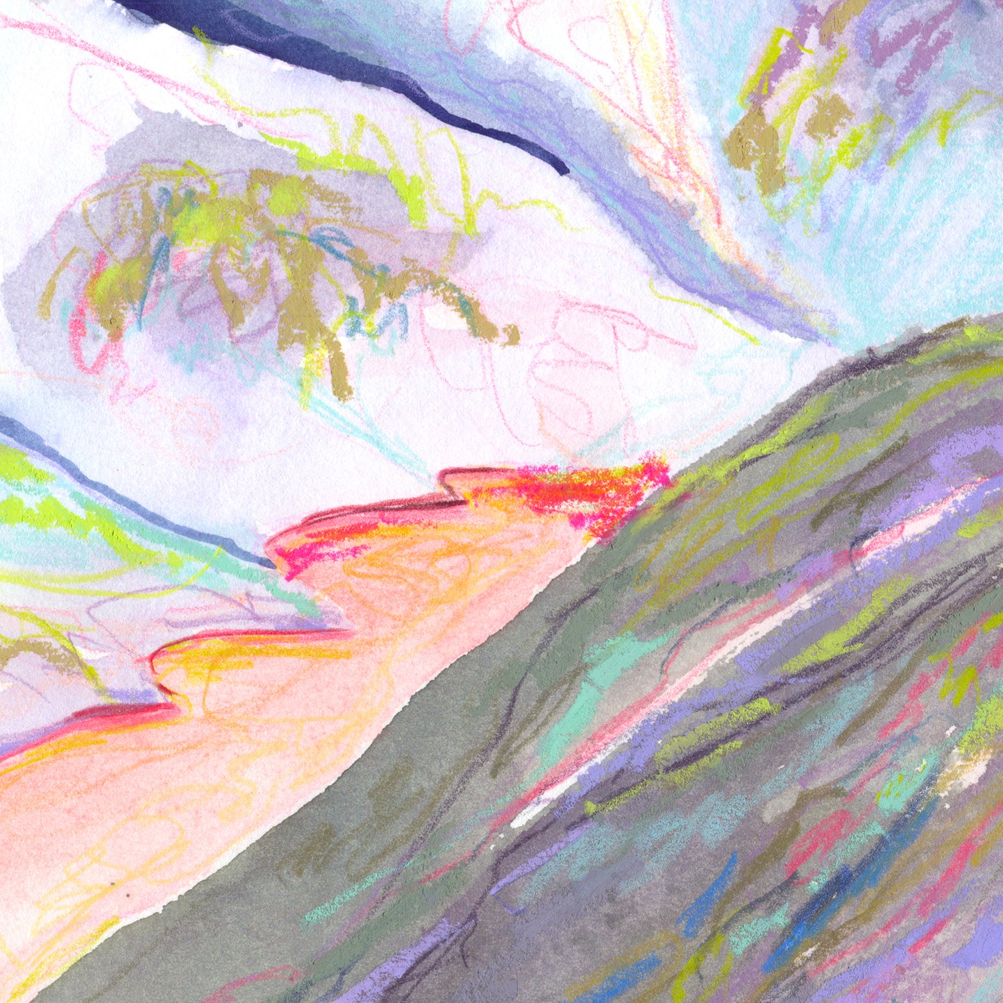 "Moonrise Over The Valley" Original Watercolor Painting - Framed