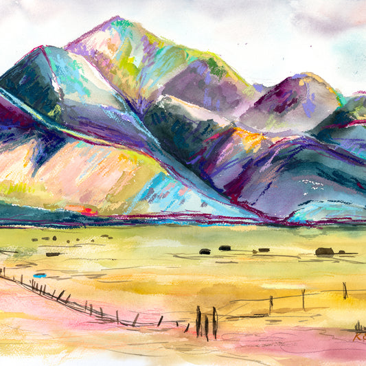 "Mount Princeton in Early Spring" Original Watercolor Painting - Framed