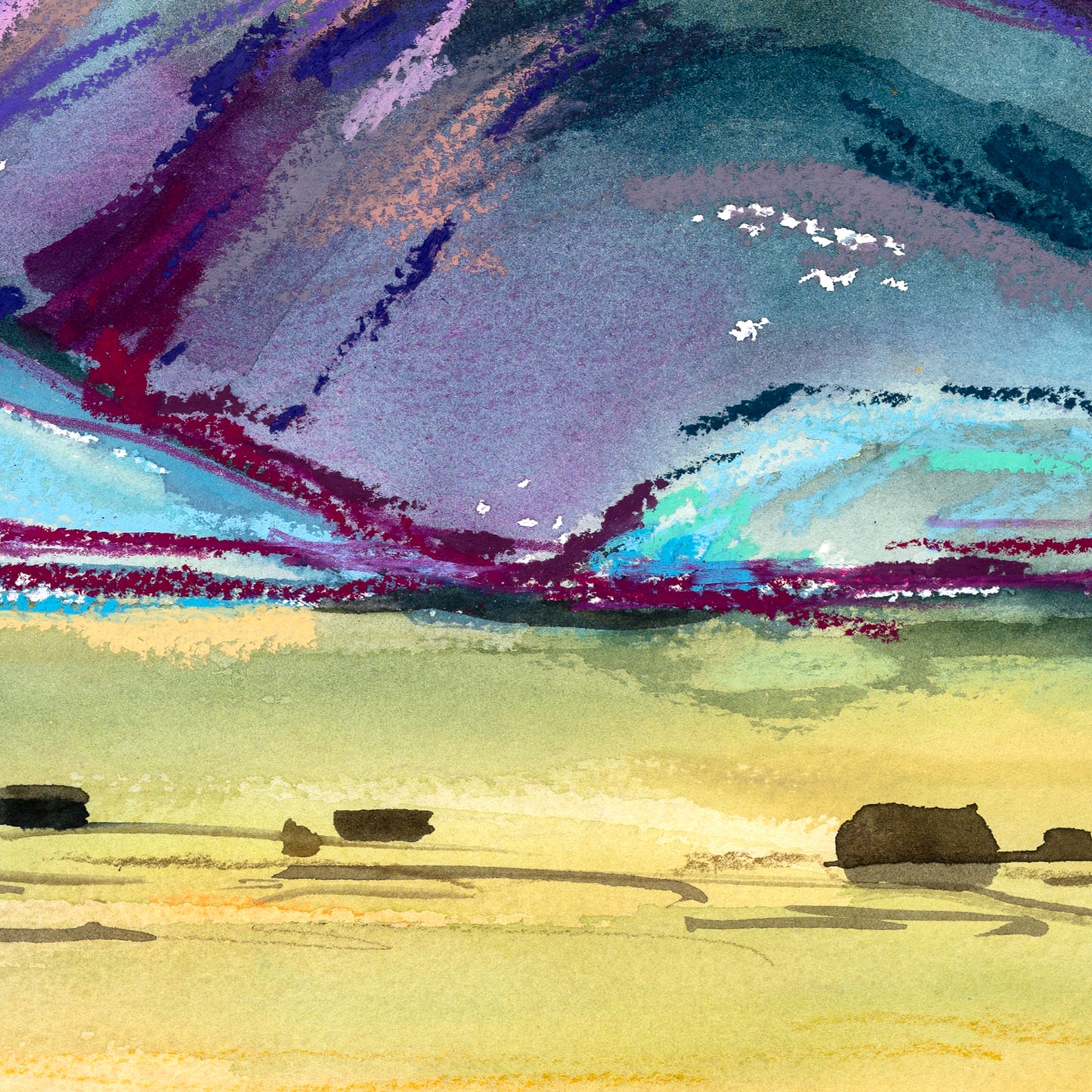 "Mount Princeton in Early Spring" Original Watercolor Painting - Framed