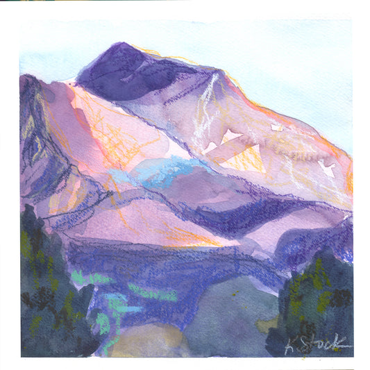 "Shavano Dawn 1" Original Watercolor Painting - Framed