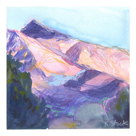 "Shavano Dawn 2" Original Watercolor Painting - Framed