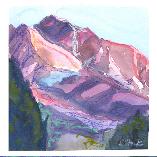 "Shavano Dawn 3" Original Watercolor Painting - Framed