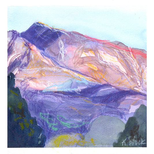 "Shavano Dawn 4" Original Watercolor Painting - Framed