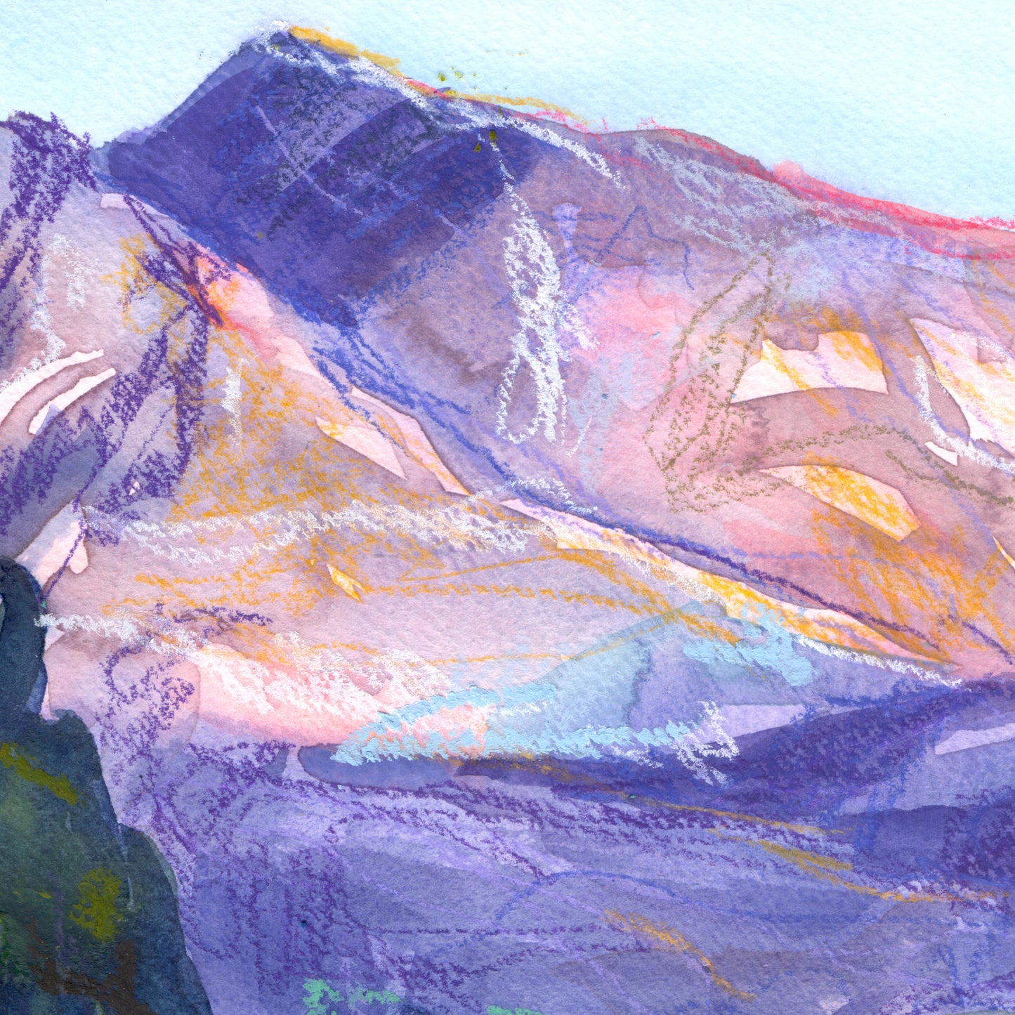 "Shavano Dawn 4" Original Watercolor Painting - Framed