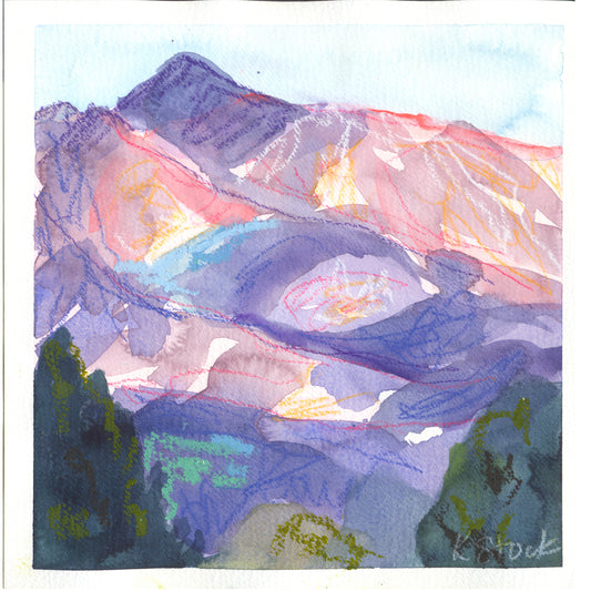 "Shavano Dawn 5" Original Watercolor Painting - Framed