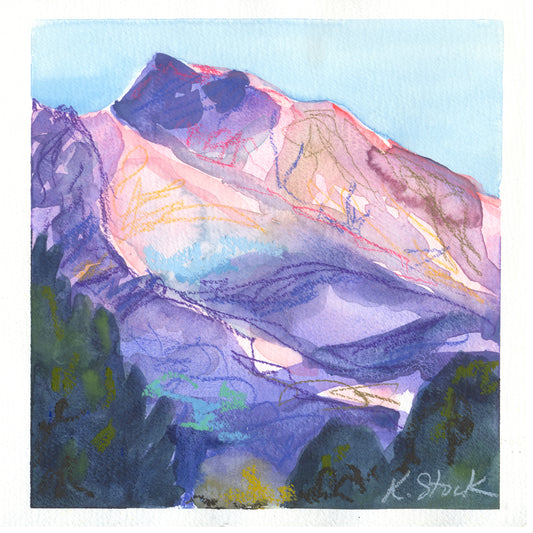 "Shavano Dawn 6" Original Watercolor Painting - Framed