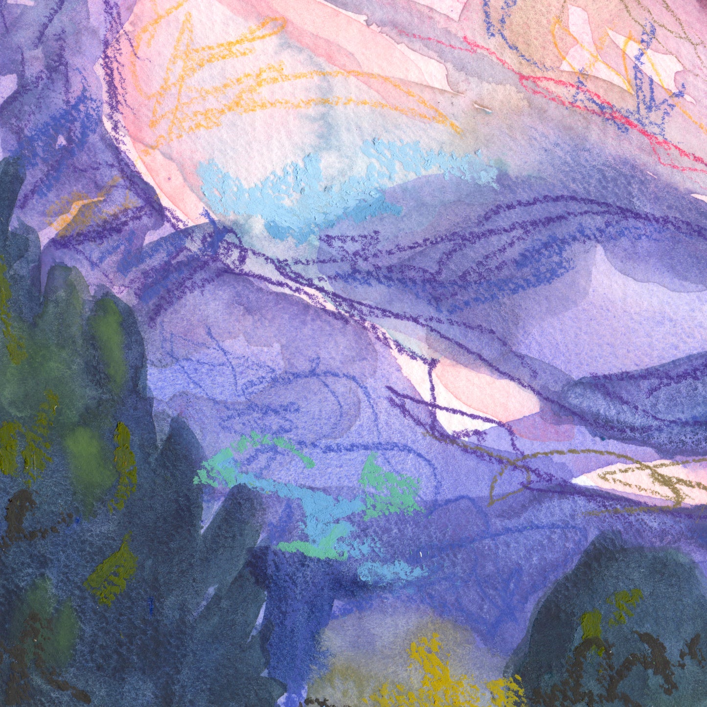 "Shavano Dawn 6" Original Watercolor Painting - Framed