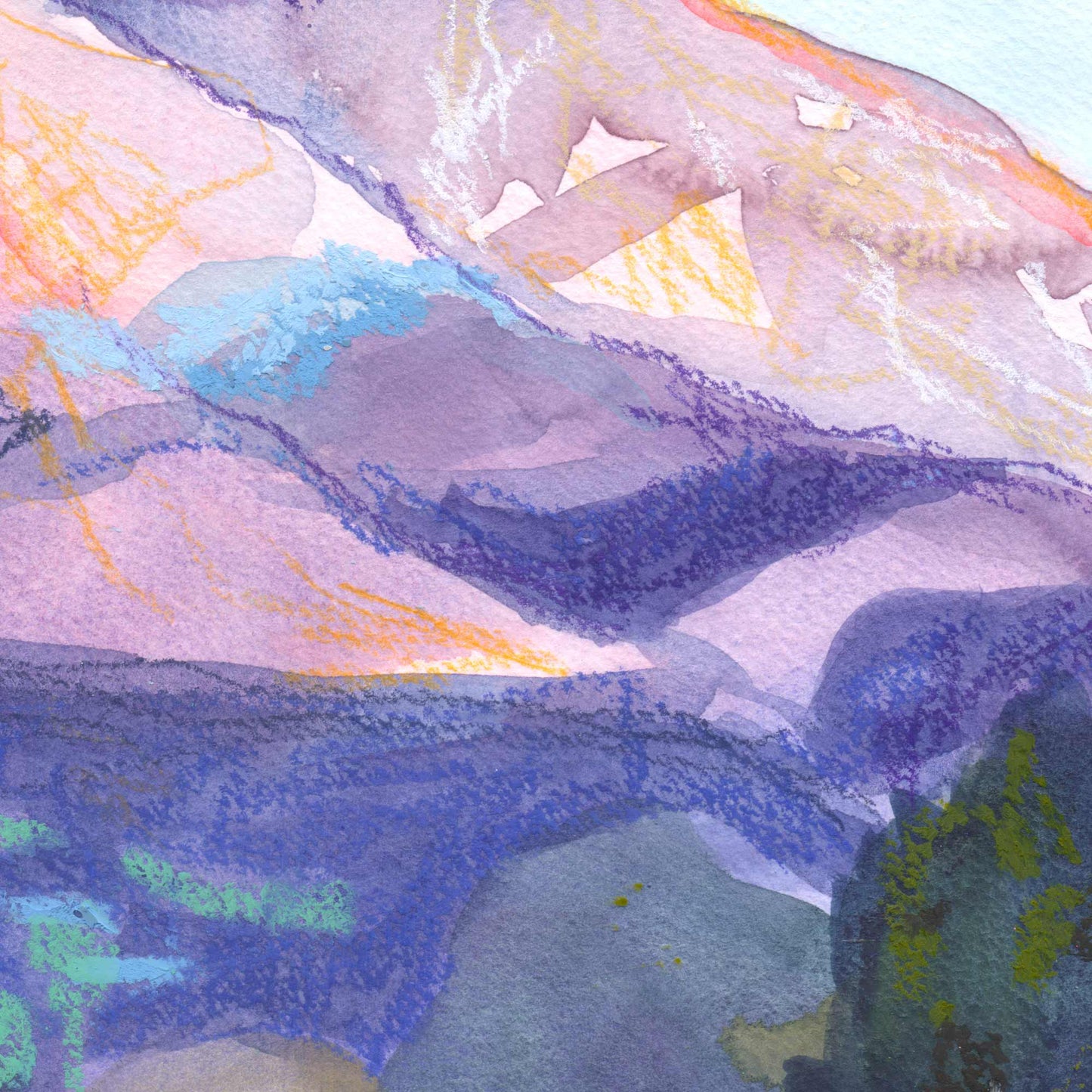 "Shavano Dawn 1" Original Watercolor Painting - Framed
