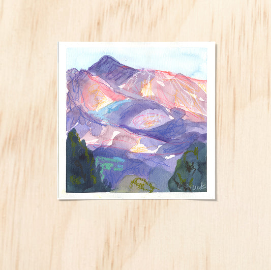 "Shavano Dawn 5" Original Watercolor Painting - Framed