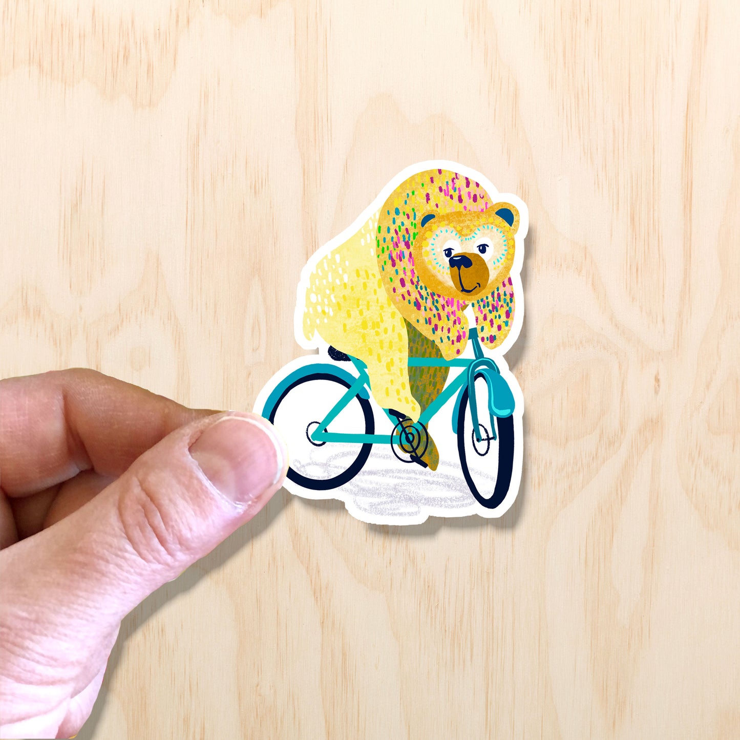 Bear on a Bike Sticker 3"