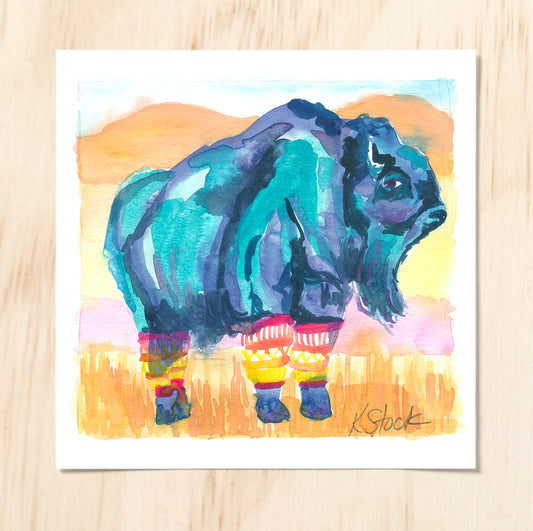 Blue Buffalo in Leg Warmers - Signed and Numbered Limited Edition Print.