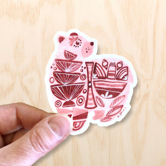 Folk Art Bear Sticker 3"